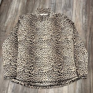 J McLaughlin Quarterzip Pullover Tan Animal Print Size XL